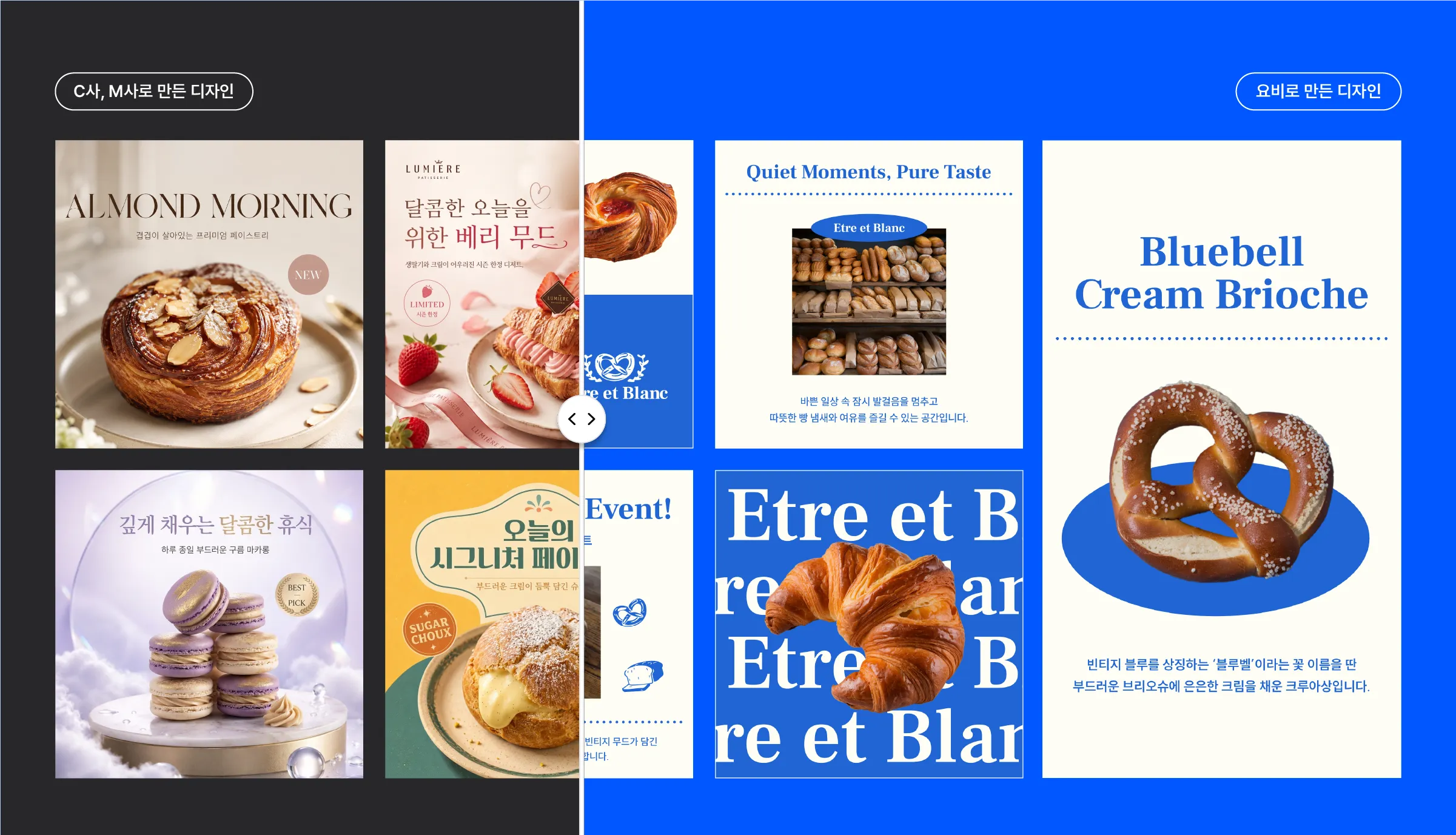 Before-and-after comparison of branding